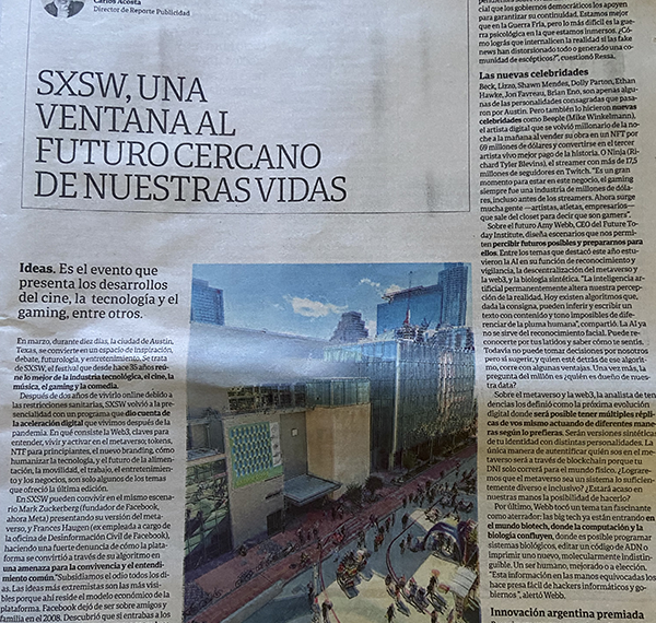 La columna de Acosta en Clarín. SXSW, una ventana al futuro de nuestras vidas